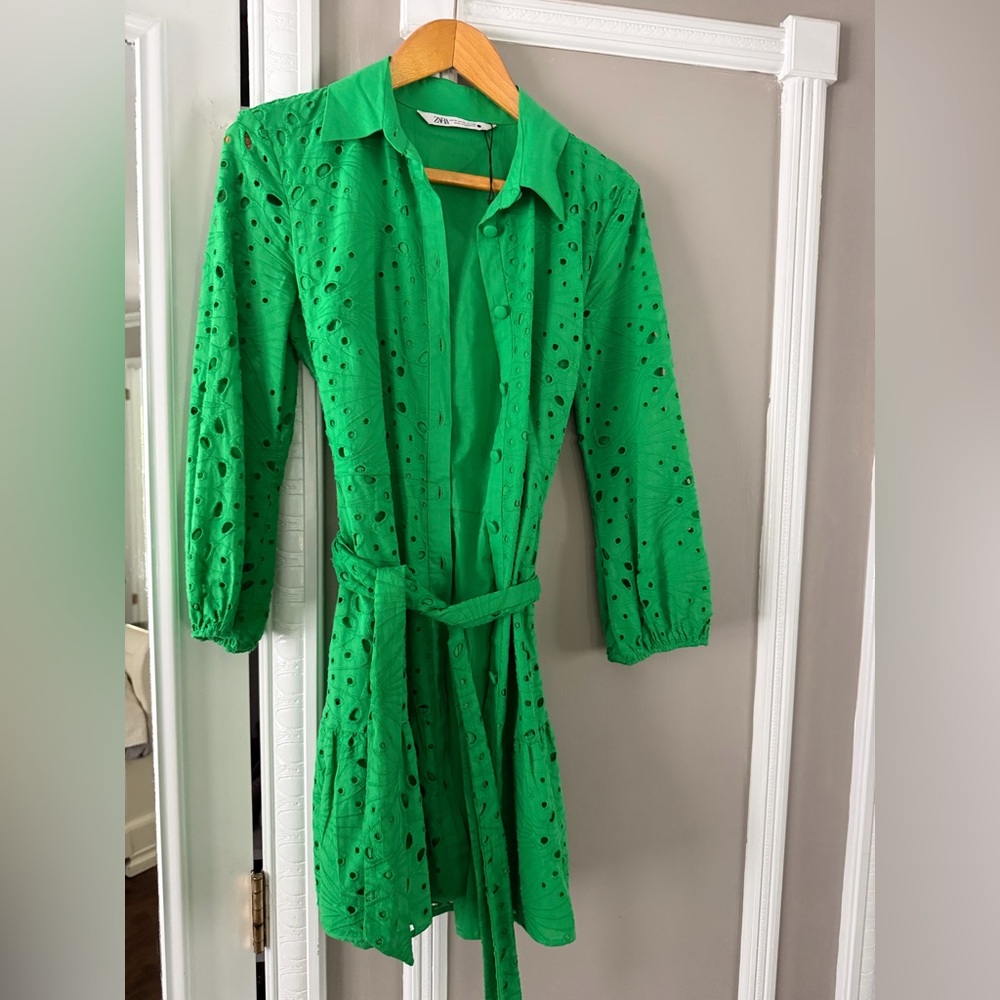 green zara mini dress
